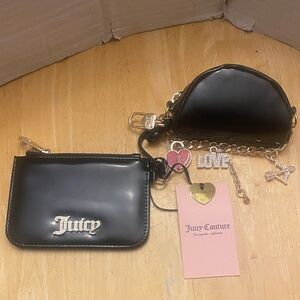 Set Juicy Couture mini pouch bundle w Card Holder & half moon zipper pouch NWT